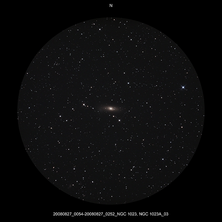 20080827_0054-20080827_0252_NGC 1023, NGC 1023A_03.JPG -  Per Newton d 309,5 / af 1623 & Coma Corrector CANON-EOS5D (AFC-Filter) 800 ASA no add. filter 10 light-frames 360s, auto dark, 5 flat, 10 bias Guidemaster, DSS, Canon-RAW-Image, Adobe-PS-CS3 Moon 17pc  